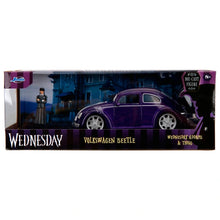 Load image into Gallery viewer, Jada Volkswagen Beetle with Wednesday Addams Figure Set