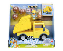 Load image into Gallery viewer, Bluey's Dump Truck with Hard-Hat Bluey and Muddy Bingo Figures