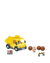 Load image into Gallery viewer, Bluey's Dump Truck with Hard-Hat Bluey and Muddy Bingo Figures