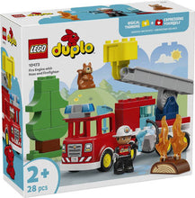 Load image into Gallery viewer, Lego Duplo Town Fire Engine With Hose And Firefighter 10473