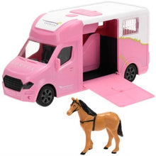 Load image into Gallery viewer, Kids Globe 1:32 Pink Die Cast Horse Transporter with Horse
