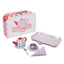 Load image into Gallery viewer, BigJigs Spotted Tin Tea Set In Case
