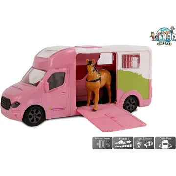 Kids Globe 1:32 Pink Die Cast Horse Transporter with Horse