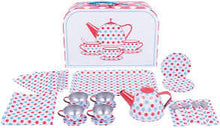 Load image into Gallery viewer, BigJigs Spotted Tin Tea Set In Case
