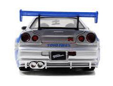 Load image into Gallery viewer, 1:24 Brian's Nissan Skyline R34 GT-R -- Silver/Blue -- Fast &amp; Furious JADA
