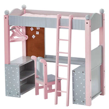 Load image into Gallery viewer, Olivias World Doll Wooden Furniture Polka Dots Double Bunk Bed Desk
