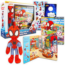 Load image into Gallery viewer, Disney Junior Marvel Spidey and His Amazing Friends: Spidey on the Go! First Look and Find Gift Set Book and Spidey Plush
