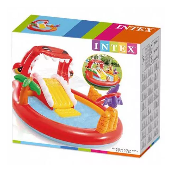 INTEX DINO PLAY CENTRE SWIMMING POOL WITH SLIDE & SPRAYER