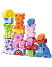 Load image into Gallery viewer, First Farm Animal Wooden Blocks 20pcs
